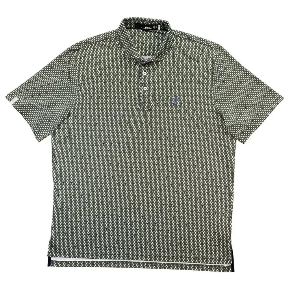 RLX Ralph Lauren Golf Polo Men's XL Green Tee Print Performance Wicking